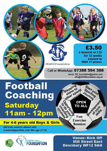 Football Coaching For 4-6 Year Old (Boys & Girls)